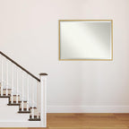 Amanti Art White Wall Mirror 31x41 Paige White Gold Rectangle Bathroom Mirror for Wall Decor Living Room, X-Large Modern Wood Frame, Hangs Horizonally and Vertically, Bathroom Decor, Beveled Edge
