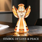 Crystal Guardian Angel Figurine Decoration, Glass Guardian Angel Statue Christmas Birthday Gifts for Women Daughter Girlfriend, Art Collectible Figurines Home Decor (Champagne)