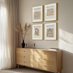 Framed Matisse Neutral Wall Art Set of 4, Beige Abstract Modern Minimalist Botanical Prints for Bathroom Living Room Dining Room Bedroom Home Office Decor, 12x16