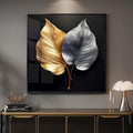Framed Modern Elegant Wall Art, Black Gold and Silver Leaf Prints Paintings Artwork for Walls, Contemporary Luxury Picture for Bedroom, Dining Room, Lounge, Office, Living Room Wall Decor 24x24 In