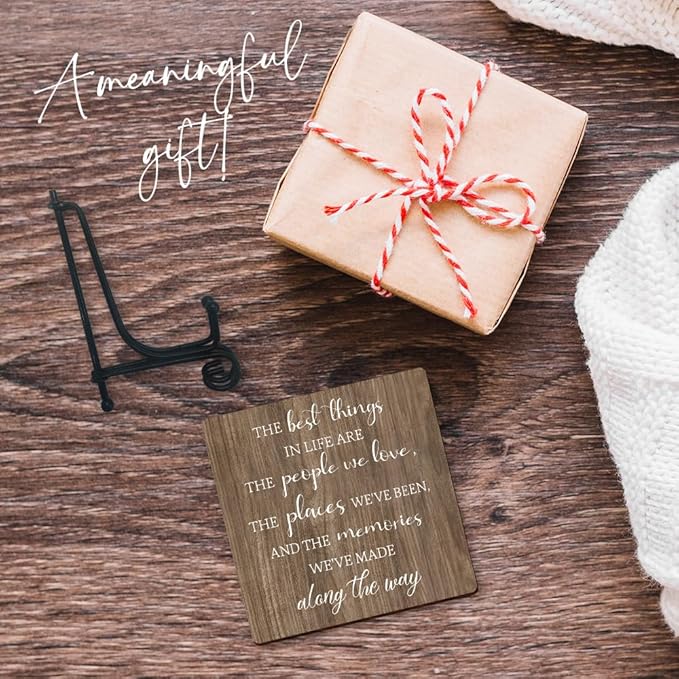 5” Motivational Wooden Sign With Metal Support - The Best Things In Life Are The People We Love - Rustic Farmhouse Decor For Kitchen Living Room Bedroom Desk Shelf Decor Inspirational Gifts For Family & Friends - A19