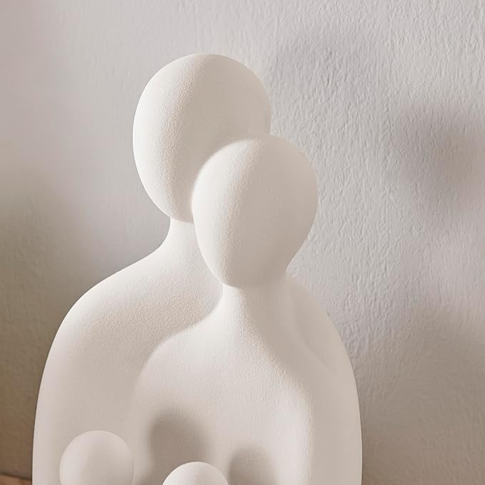 Danya B. Hans Cream Abstract Nesting Three Piece Family of 4 Decorative Accent Matte Ceramic Sculpture Figure Set
