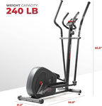 Sunny Health & Fitness Elliptical Exercise Machine, Silent Magnetic Fully Body Training with Pulse Rate Grips, LCD Performance Monitor Equipment for Home Gym, Adjustable Resistance SunnyFit App Access