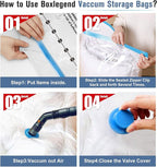 BoxLegend Vacuum Storage Bags with Large Hand Pump 15 Combo (1X-Jumbo, 2 Jumbo, 5 Large, 5 Medium, 2 Small) Thickened Vacuum Seal Bags for Clothing Pillow Comforters Bedding,1 Large Pump