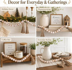 IMIKEYA Wooden Beads Garland: Farmhouse Wood Bead Garland with Tassels Boho Wall Hanging for Home Decor Tiered Tray Rustic Wood Prayer for Coffee Table Decor