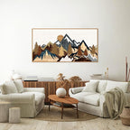 SIGNINART Vintage Mountain Framed Canvas Wall Art, Boho Sunrise Art Prints, Forest Nature Wilderness Art Paintings, Modern Farmhouse Woodcut Style Wall Decor for Living Room Bedroom, Office 20"x40"