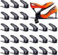 Shoe Slots Organizer, 24PCS Adjustable Double Layer Stack Shoe Rack, 50% Space-Saving Storage Rack Holder, Black