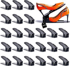 Shoe Slots Organizer, 24PCS Adjustable Double Layer Stack Shoe Rack, 50% Space-Saving Storage Rack Holder, Black