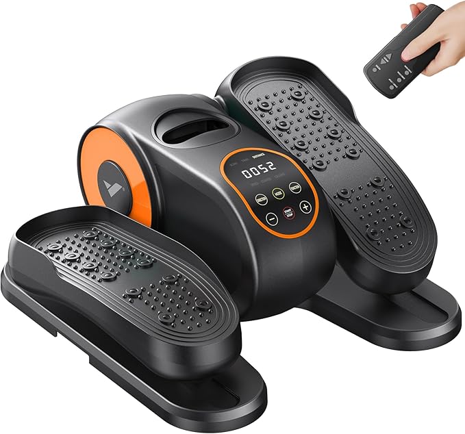 MERACH Under Desk Elliptical Machine, Leg Exerciser While Sitting for Seniors with Remote Control & 12-Speeds, Quiet Portable Electric Seated Pedal Exerciser Machine for Home Office