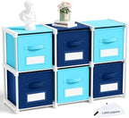 Geelin 6 Blue Cube Storage Organizer with Fabric Bins and Labels, 11 Inch Collapsible Toy Organizer Shelf Storage Bins Dresser Drawer for Boys Bedroom Nursery Playroom Room Decor