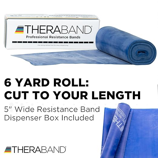 THERABAND Resistance Bands, 6 Yard Roll Professional Latex Elastic Band For Upper & Lower Body, Core Exercise, Physical Therapy, Pilates, Home Workouts, Rehab, Blue, Extra Heavy, Intermediate Level 2