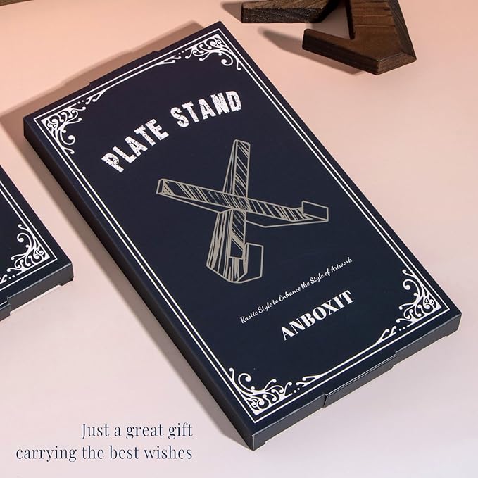 ANBOXIT Plate Stand for Display - 6.5 Inch Plate Holder Display Stand, Wooden Picture Frame Holder, Decorative Table Top Easels