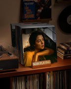 Vinyl Record Storage, 50 LPs Now Playing Record Holder, Wood Vinyl Album Storage Rack for LP Records/Magazines/Music Lovers