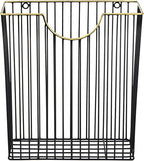 MyGift Art Deco Style Matte Black Metal Wire Magazine Rack with Brass Tone Rim - Wall Mounted Holder Storage Basket for Mail - Handcrafted in India