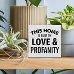 This Home is Built on Love Decorative Wooden Box Sign Home Family Wood Block Plaque Decor Modern Shelf or Wall Display for Living Room Bedroom
