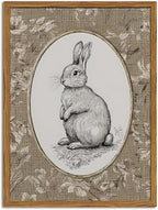 Framed Vintage Rabbit Wall Art, Cute Easter Bunny Pictures Wall Decor, Rustic Farmhouse Animal Paintings Canvas Prints Cottagecore Home Decor for Nursery Living Room Bedroom 12x16 inch