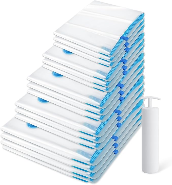 6 Pack Vacuum Storage Bags，Space Saver Bags(6 Pack XXL Jumbo) Compression for Comforters and Blankets, Sealer Clothes Storage, Hand Pump Included