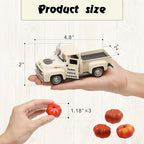 Thanksgiving Fall Pumpkin Truck Decor Mini Harvest Metal Farm Truck with 3 Pumpkins | Vintage Diecast Model for Tiered Tray Home Décor 4.8 inches