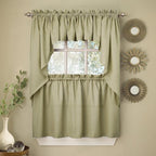 Sweet Home Collection 5 Pc Kitchen Curtain Set-Valance Swag Choice of 24" or 36" Tier Pair, Ribcord Sage