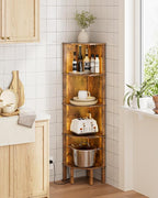 Corner Shelf Stand, 5 Tier Corner Bookshelf,Corner Furniture for Bedroom Display Corner Shelf for Small Space,Wood Shelves with Storage Rack for Living Room,Office, Rustic Brown