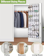 MISSLO 35 Clear Large Pockets Over The Door Shoe Organizer Sturdy Oxford Fabric Hanging Shoe Rack Closet Shoe Holder Hanger, White