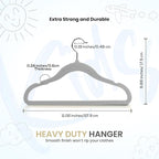 Utopia Home Kids Velvet Hangers 50 Pack – 11 Inch Non-Slip Baby Hangers for Baby and Toddlers, Durable Ultra-Slim Space-Saving Closet Organizers (Grey)