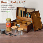 Large Bamboo Storage Box with Lock, Removable Tray, Glass Jars & Accessories, Elegant Wooden Household Organizer, Home Decor Gift Set