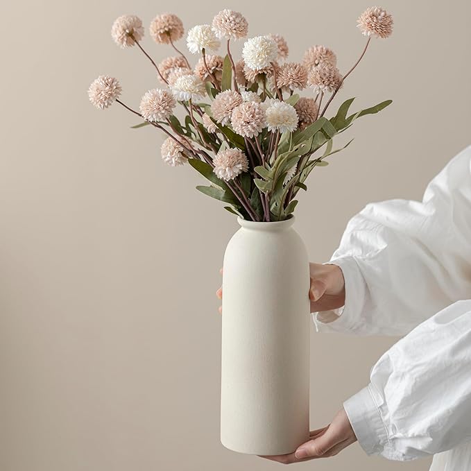 Ceramic Vase Set-3, Large Flower Vases for Decor, Modern Boho Farmhouse Style, 10.4 Inch Tall, 4 Inch Width, Beige Color, Decorative Vases for Pampas Grass, Dried Flowers and Fresh Flowers (XL Beige)