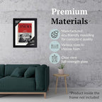 Creative Picture Frames 5.25 x 8.25 Magazine Cinema Frame with Full-Strength Glass, Holds Up To A 1/4" Thick Media Wall Display with Installed Hangers for Easy Mounting, 8x10 Black Frame with White Mat