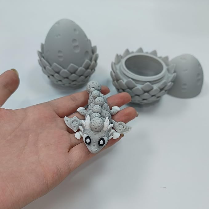 Enchanted 3D Egg with Miniature Inside - Handcrafted Printed Collectible | Fantasy Decor & Gift (Moon Dragon & Egg (Box))