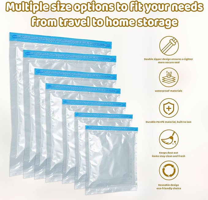 Vacuum Storage Bags with Electric Pump, Multi Size Space Saver Bags for Clothes, Comforters & Blankets, Compression Storage Bags with Airtight Seal, Reusable Travel Packing Bags (15.7 * 23.6 in)