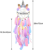 QtGirl Dream Catchers for Kids Unicorn Wall Decor for Girls Bedroom Flower Feather Wall Hanging Decoration