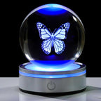 Movdyka 3D Crystal Ball Figurine Butterfly Gifts for Women Men Decorations Night Light, Laser Engraved Butterfly Ornament Glass Snow Globe Room Art Decor Crafts