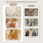 Dream Catcher Boho Macrame Wall Art - 31" Large Feather Dreamcatchers for Bedroom Moon Wall Decor by Native American for Women, Teen Girls
