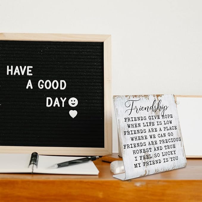 Friendship Signs for Women Friends, Friend Birthday Gift Ideas Office Gifts for Friends Sisters Coworkers Decorations On Shelf Table Desk for Living Room Bedroom Home Office dksg11