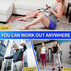 WHATAFIT Resistance Bands Set with Handles - Exercise Bands Home Gym Strength Training Equipment, Includes Door Anchor & Ankle Straps for Full Body Workout Bands, Physical Therapy - for Men and Women