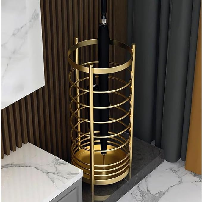 Umbrella Holder Luxury Umbrella Stand Rack for Entryway, Free Standing Metal Umbrella Holder, Round Umbrella Organizer Bin for Long Short Umbrella, Walk Stick, Home Office Indoor Umbrella holder for