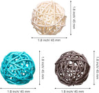 Yaomiao 15 Pieces Wicker Rattan Balls Decorative Orbs Vase Fillers for Craft, Party, Wedding Table Decoration, Aromatherapy Accessories, 1.8 Inch(Light-Blue White Gray)