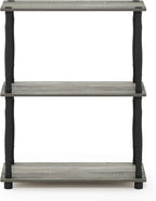 Furinno 18029GYW/BK Turn-N-Tube 3-Tier Compact Multipurpose Shelf Display Rack, Classic, French Oak Grey/Black, 3-Tier Classic Tubes
