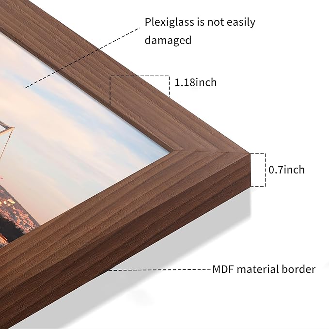 24x36 Picture Frame Brown Set of 3, Display Pictures 20x30 with Mat or 24 x 36 Without Mat, Poster Frames 24x36 for Wall Hanging Horizontal and Vertical