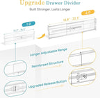 Vtopmart 8 Pack 4" Regular Upgrade Drawer Dividers for Clothes, 12.8"-22.3" Expandable Dresser Drawer Organizer, Clear Plastic Separators for Dresser, Baby Clothing, Underwear, Cosmetic, Toiletries
