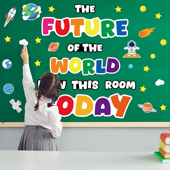 gisgfim Classroom Bulletin Board Decoration Set Wall Door Decor Colorful Classroom Decorations for Kindergarten Preschool Elementary Middle School(The Future of The World is in This Room)