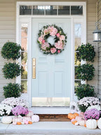 Artificial Pink Rose Wreath - 20 Inch Front Door Wreath with Hydrangea Leaves for Spring, Valentine's, Mother's Day, Wedding & Home Decor