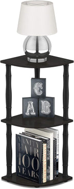 Furinno Turn-N-Tube 3-Tier Corner Display Rack Multipurpose Shelving Unit with Classic Tube, Espresso/Black