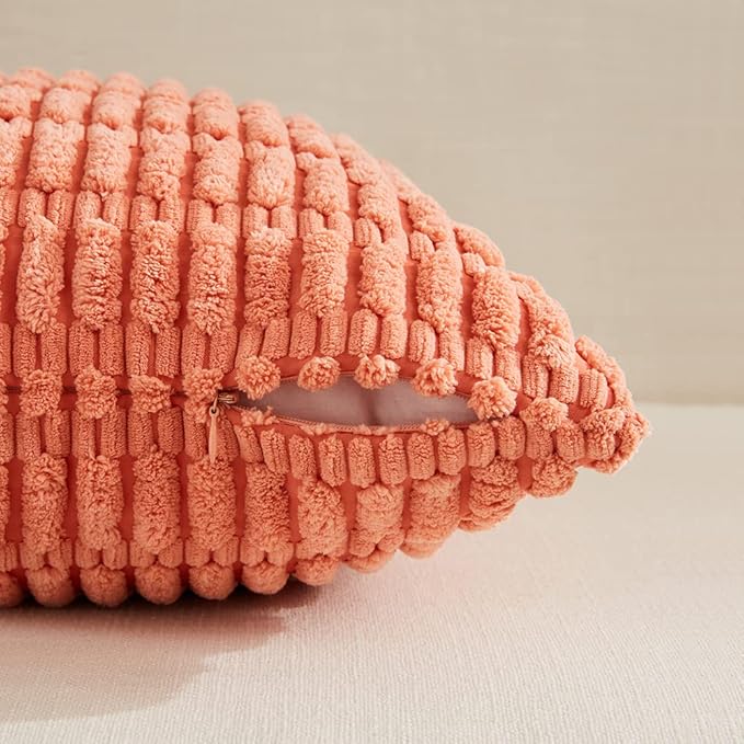 Fancy Homi 4 Packs Decorative Throw Pillow Covers for Living Room Couch Bed, Modern Farmhouse Boho Home Décor Accent Cushion Case, 26" x 26", Coral