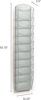 Safco Products Onyx Commercial 10 Pocket Magazine Rack 5579SL-Silver-Stainless Steel- Wall Mounted-5 lbs Capacity-Organize Magazines or Journal