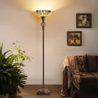 GyroVu Tiffany Floor Lamp Torchiere Floor Lamp with Stained Glass 71 Inch Tall Floor Lamp Standing Reading Light Floor Lamp for Living Room Corner Bedroom Home Office, Bulbs Included