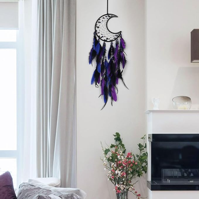 Pretty Jolly Moon Dream Catchers Wall Decor with Crystals Crescent Handmade Dream Catcher Pink Grey Feathers Dreamcatchers Wall Hanging for Girls Bedroom Wedding Wish Blessing Gift