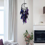 Pretty Jolly Moon Dream Catchers Wall Decor with Crystals Crescent Handmade Dream Catcher Pink Grey Feathers Dreamcatchers Wall Hanging for Girls Bedroom Wedding Wish Blessing Gift