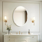 USHOWER Bathroom Mirror for Over Sink, 20x28 Inch Oval Frameless Mirror, Beveled and Polished, Decorative Wall Mirror for Bathroom, Bedroom, Vanity, Entryway, Modern and Elegant